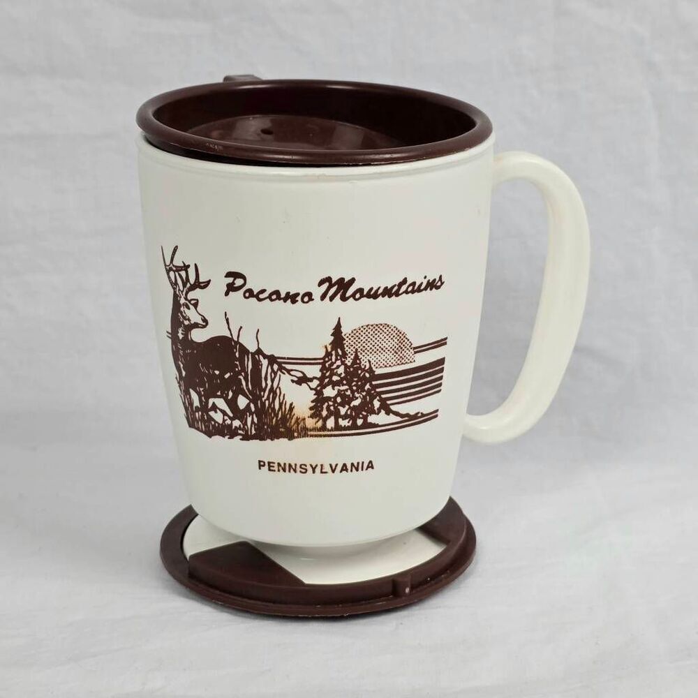 Vintagee Pocono Mountains Pennsylvania Travel Mug Cup w Lid